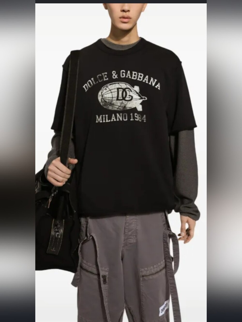 Dolce & Gabbana Black Tee with White and Gray Logo Rare ✨🆕🔥